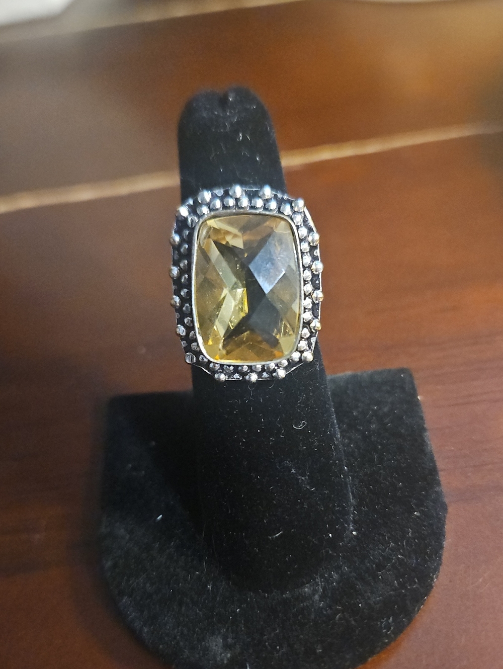 Lemon Quartz In Sterling Silver Halo Cocktail Ring for Women